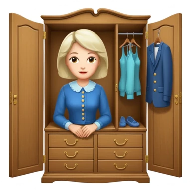 A character from the fairy tale Beauty and the Beast: the middle-aged lady (around 40 years old) who was turned into a wardrobe. She retains the wardrobe's original form, with an anthropomorphic face on the closed cabinet. sticker