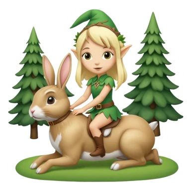 tiny forest elf blonde hair riding bunny sticker