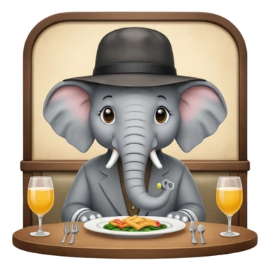 elephant at a restaurant table sticker