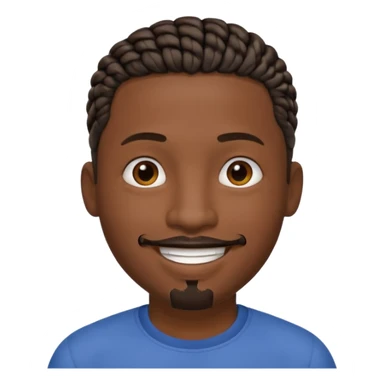 Hazme un emoji de un hombre negro con trenzas cortas y una pequeña perilla sin bigote sticker