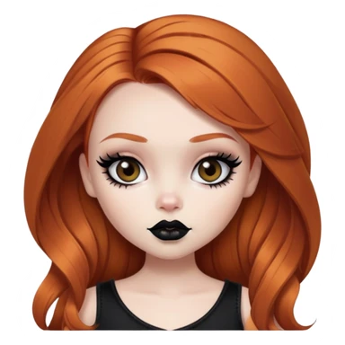pretty bratz girl, ginger hair, dark brown eyes, black eyeliner, pale skin, alternative style, goth sticker