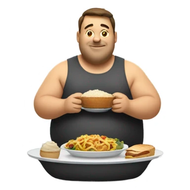 full body fat man eating a warm  sticker