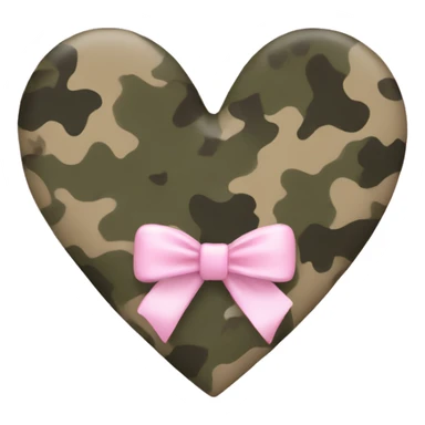 Camouflage heart with a light pink bow sticker