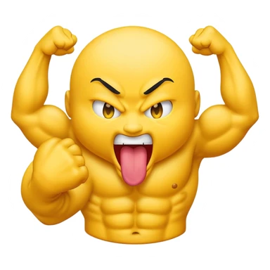 Emoji face sticking tongue out and flexing muscle sticker