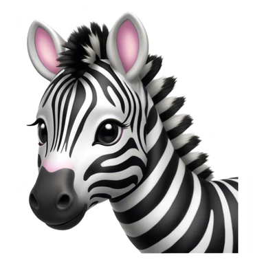 Cinematic Cute Zebra Portrait Emoji, Head tilted playfully and inquisitively, featuring a glossy, intricately striped Fur of black and white with round, sparkling eyes filled with curious wonder, Simplified yet irresistibly adorable features, highly detailed, glowing with a warm, friendly glow, high shine, affectionate and spirited, stylized with a touch of savannah whimsy, bright and endearing, soft glowing outline, capturing the essence of a mischievous yet loving zebra, so playful it feels like it could prance out of the screen and into your arms! sticker