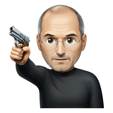 Steve Jobs pointing a gun sticker