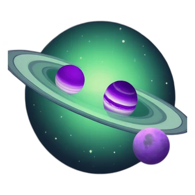 green planet with purple saturn rings with grey moon sticker