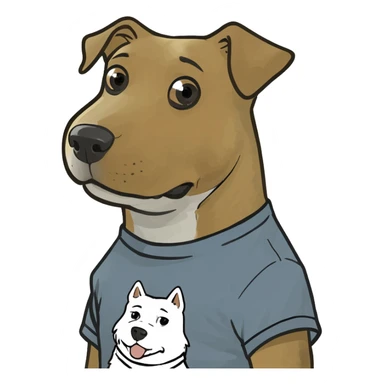 dog wearing a t-shirt sticker