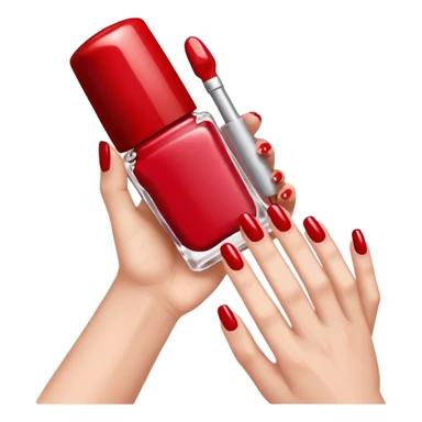 hand with painted nails and nail polish bottle sticker