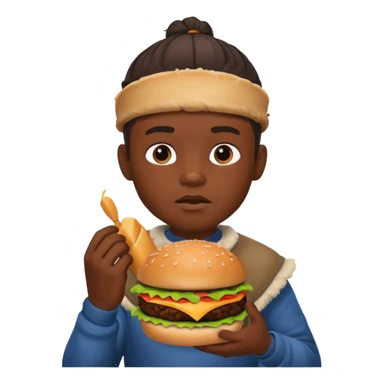 young black boy viking eating burger sticker