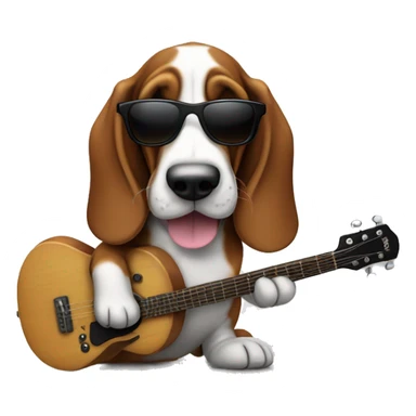 basset hound with sunglasses and playing the guitar sticker