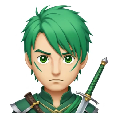 Green haired swordsman who uses three swords and has a scar that goes straight through his left eye sticker