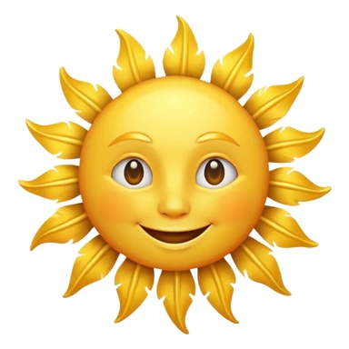 A smiling sun emoji, bright yellow with rays, simple and cheerful. sticker