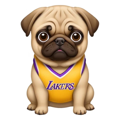 A pug with lakers uniform  sticker