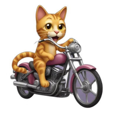 Cat on fired bike with hookah sticker