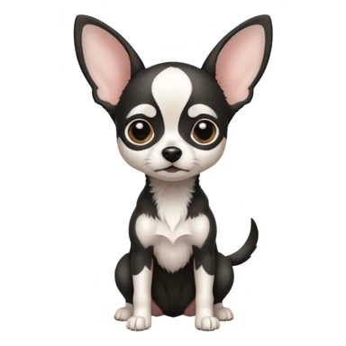 Full White and black Chihuahua - tiny, skinny and big ears. Full body sticker