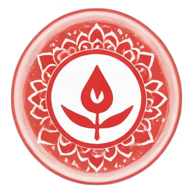 Spiritual hindu symbol (svastika) in a white circle in a red flag sticker