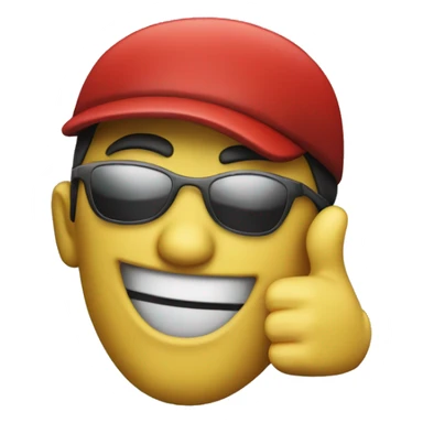 Red Hacker with a smiley face and a thumbs up sticker