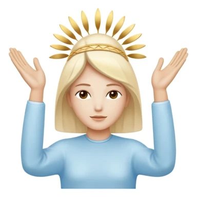clean white figure with hands raised in peace, bathed in soft radiant glow, soft gold white and light blue colors, minimal and reverent, symbolizing spiritual forgiveness and grace sticker