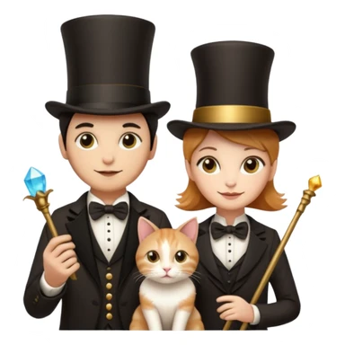 magician couple and their pet cat sticker