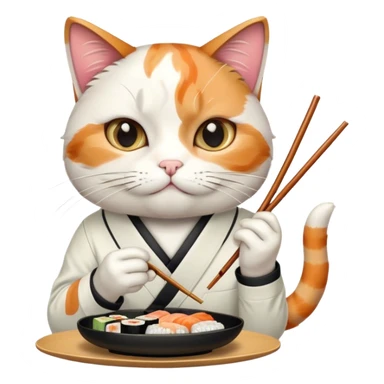 cool cat in a pearl snap shirt eating sushi sticker