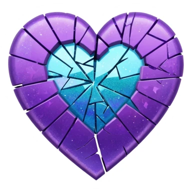 glitter cian and purple broken heart sticker