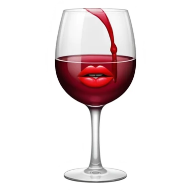 wine glass half full of red wine with a lipstick kiss print on the rim sticker