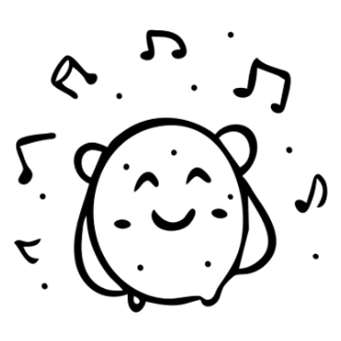 Tralaleritos, cute character with music notes around it sticker