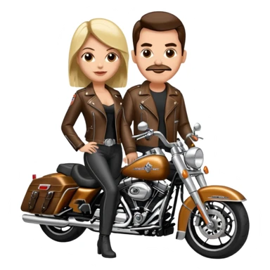 Un couple de biker sur une harley road king sticker
