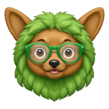 alien dog with folded ears green, wearing glassess sticker