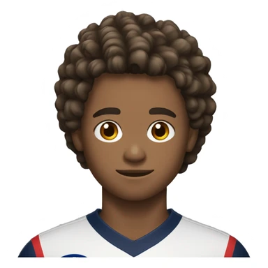 adolescent homme de 15 ans métisse avec des cheveux mi long mi court et brun avec un maillot du psg sticker