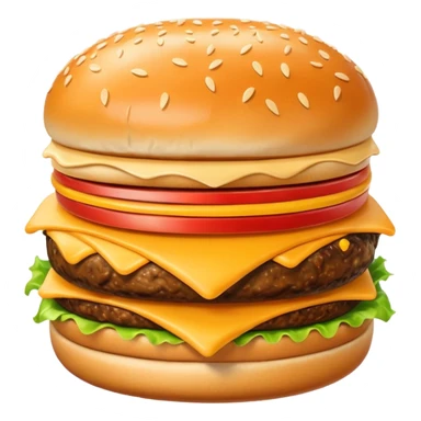 cheeseburger emoji with extra cheese, no lettuce, sesame seed bun sticker