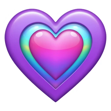 purple heart with holographic rainbow fill sticker