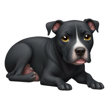 Black pitbull waking up  sticker