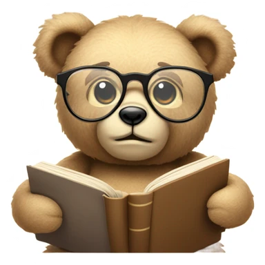 Teddy bear wearing glasses reading  sticker