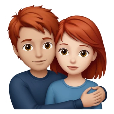 Red haired girl with brown hair boy romance sticker