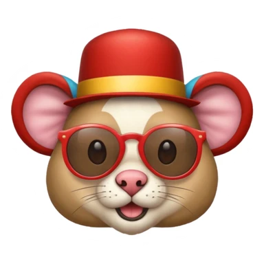 a sunglasses animal with circus hat  sticker