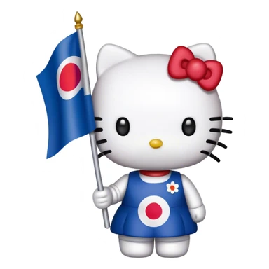 hello kitty holding the South Korean flag sticker