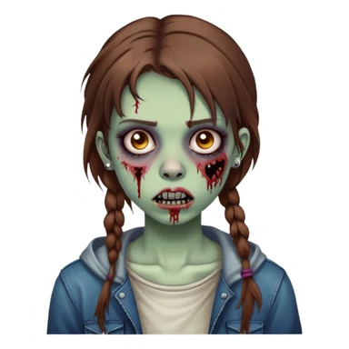 zombie teen girl with brown hair, grunge style, and septum piercing sticker