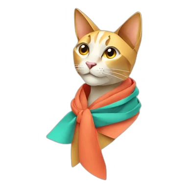 Fashion Cat in origami scarf sticker
