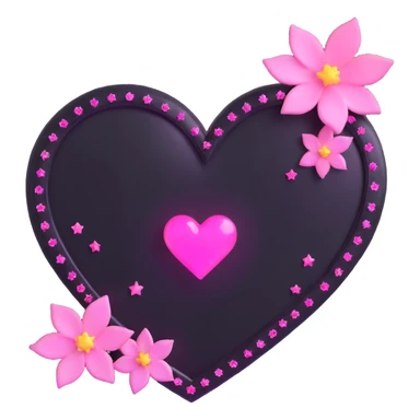goth sakura black heart with glowing pink outline and magical sparkles sticker