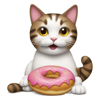 cat eating donut sticker