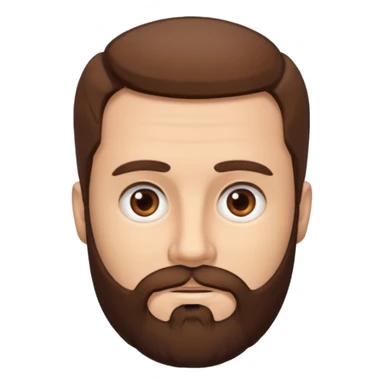 man with short brown hair, brown eyes, and has a brown beard. absolutely no forehead wrinkles  sticker