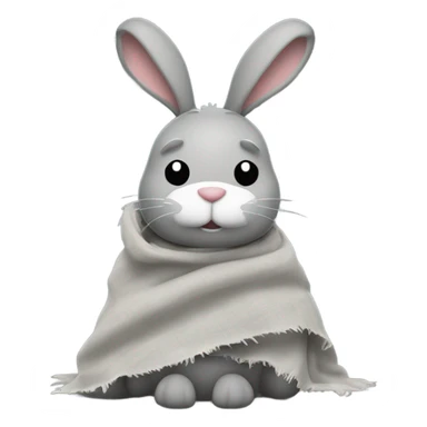 grey raggedy bunny security blanket sticker