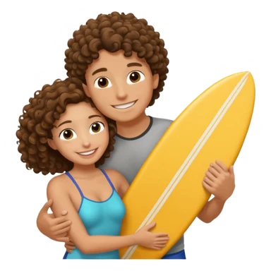 Surfer dude hugging curly haired brunette sticker