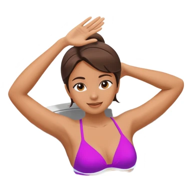 Woman relaxing in hot tub with one arm up and one arm on edge sticker