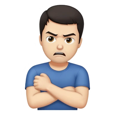 a man crossing his arms angry choking himself sticker