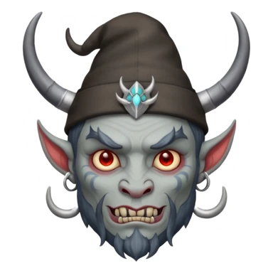 demon with tattoos, hat and horns sticker
