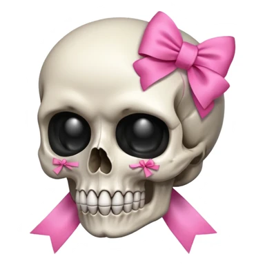 skull emoji with pink ribbon pookie not with hair sticker