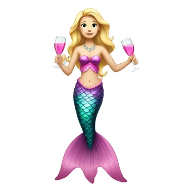 A caucasian mermaid drinking champagne dressed in pink sticker